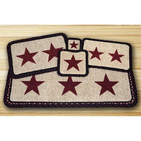 EARTH RUGS Wicker Weave Table Runner Rug Burgundy Star 87344BS